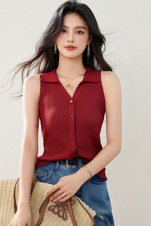 Sling knitted vest sleeveless slim waistcoat for women